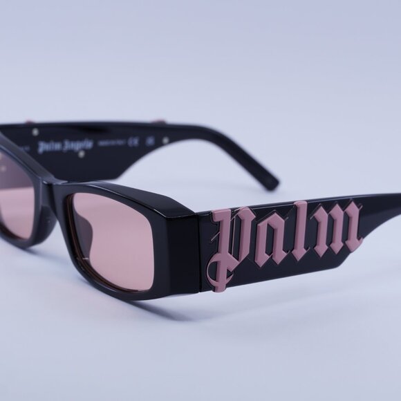 Palm Angels PERI007 ANGEL 1021 Sunglasses Black Rectangle Frame, Cameo Lenses - Picture 4 of 11